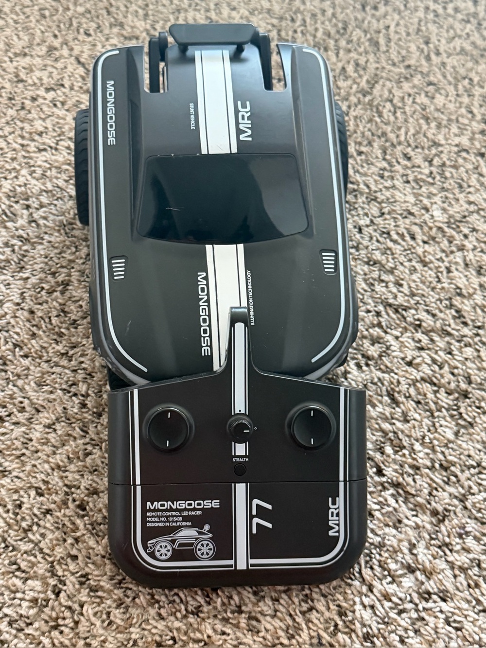 Sharper Image Mongoose RC Car and Controller in Black and White